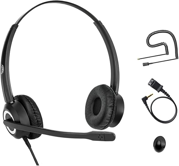 Cisco Headset Noise Cancelling Mic Compatible with Cisco Phone 6841 6871 7941g 7961g 7971g 8811 8845 8865 8941 8961 Series Models Includes U10 RJ9 Cord and 3.5mm Smartphone Adapter