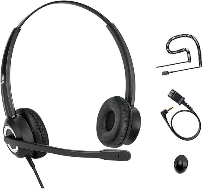 Cisco Headset Noise Cancelling Mic Compatible with Cisco Phone 6841 6871 7941g 7961g 7971g 8811 8845 8865 8941 8961 Series Models Includes U10 RJ9 Cord and 3.5mm Smartphone Adapter
