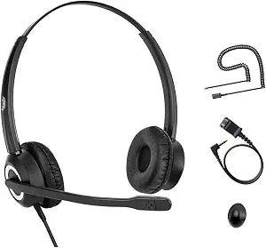 Cisco Headset Noise Cancelling Mic Compatible with Cisco Phone 6841 6871 7941g 7961g 7971g 8811 8845 8865 8941 8961 Series Models Includes U10 RJ9 Cord and 3.5mm Smartphone Adapter