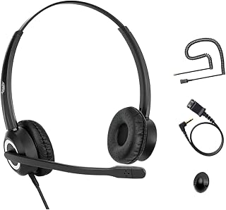 Cisco Headset Noise Cancelling Mic Compatible with Cisco Phone 6841 6871 7941g 7961g 7971g 8811 8845 8865 8941 8961 Series Models Includes U10 RJ9 Cord and 3.5mm Smartphone Adapter - Image 1