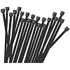 HMROPE 100pcs Cable Zip Ties Heavy Duty 8 Inch, Premium Plastic Wire Ties with 50 Pounds Tensile Strength, Self-Locking Black Nylon Tie Wraps for Indoor and Outdoor