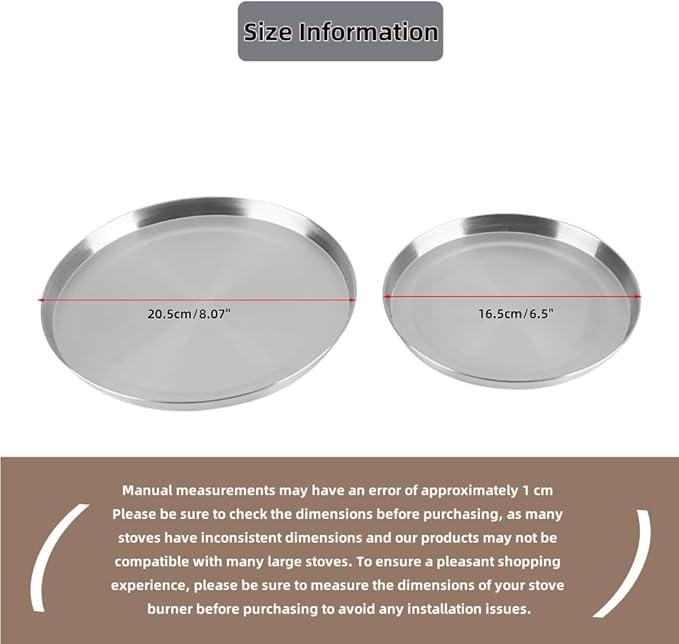 Stainless Steel Round Stove Burner Covers, 2PCS 8.07in and 2PCS 6.5in Round Gas Electric Range Top Covers for Extra Counter Space Heatproof and Decorative Kitchen Organizer