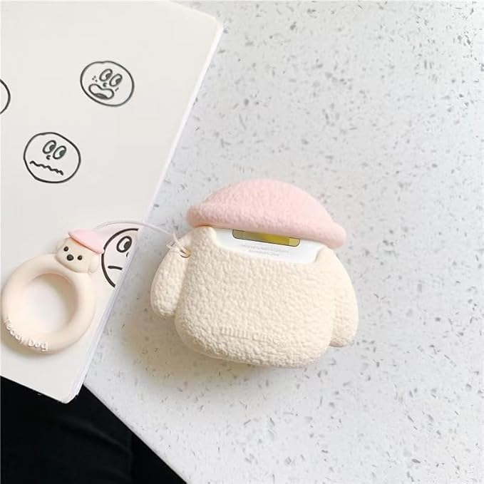 Case Compatible with AirPods 4, Cute Creative Pet Hat Teddy Dog Earphone Case, Puppy Style Soft Silicone Earphone Protection Skin for AirPods4 +Finger Lanyard -Brown
