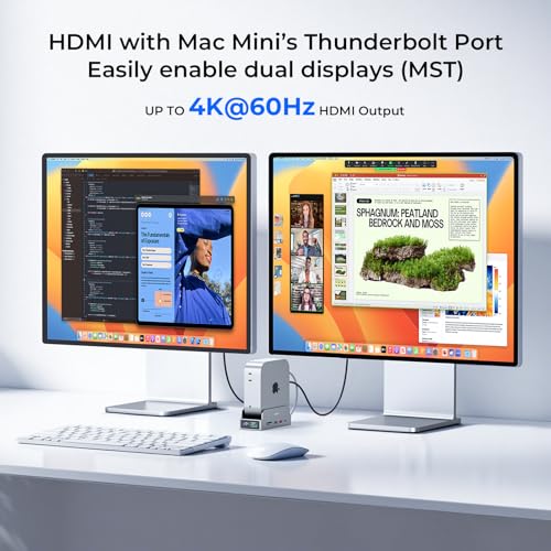 RayCue SmartDock Pro for Mac mini M6, M5 Pro, M4 Dock Stand with M.2 NVMe SSD Enclosure, 4K 60Hz HDMI, 10Gbps USB-C/A, Gigabit Ethernet, SD/TF Card Readers – Space-Saving Vertical Hub