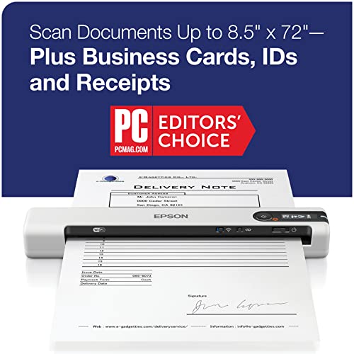 Epson DS-80W Wireless Portable Document Scanner 4-Second Scan Speed
