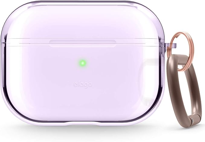 elago Compatible with AirPods Pro Case Clear - High Rating, TPU Transparent Shockproof, Protective Case Cover with Keychain, Gel Tape Included, Wireless Charging [Lavender]