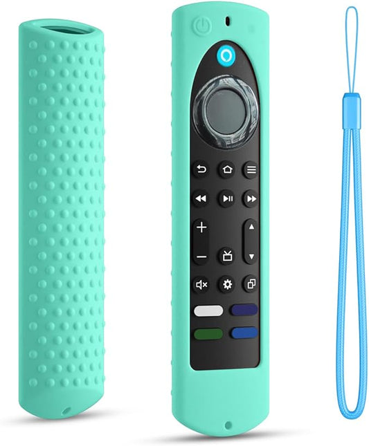 6.4 Inch Silicone Cover Compatible with Fire TV Stick 4K Max 2nd gen 2023 Remote Control,Silicone Case for Toshiba/Insignia Smart TV Remote,Anti-Slip Sleeve Cover with Lanyard(Mint)