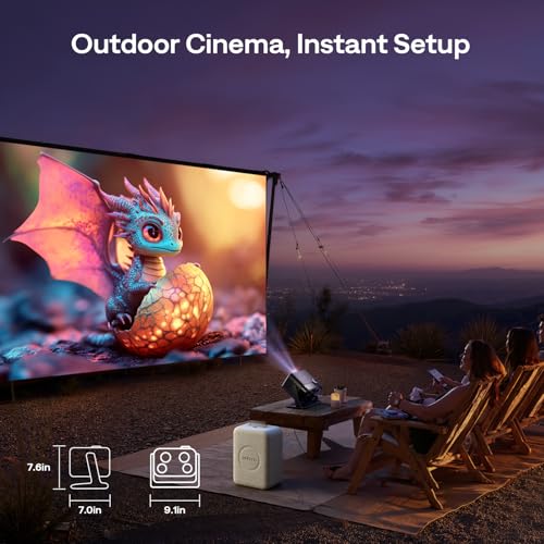 Aurzen BOOM mini Google TV Outdoor Smart Projector with 20W Dolby Audio