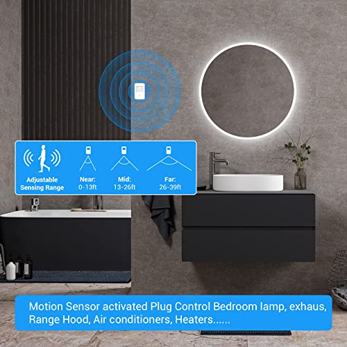 SEHOMY 2 Pack Outlet with Motion Sensor for Bathroom no Wire, Control Light