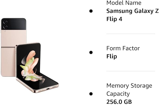 Samsung Galaxy Z Flip 4 5G, US Version, 256GB, Pink Gold - Unlocked (Renewed)