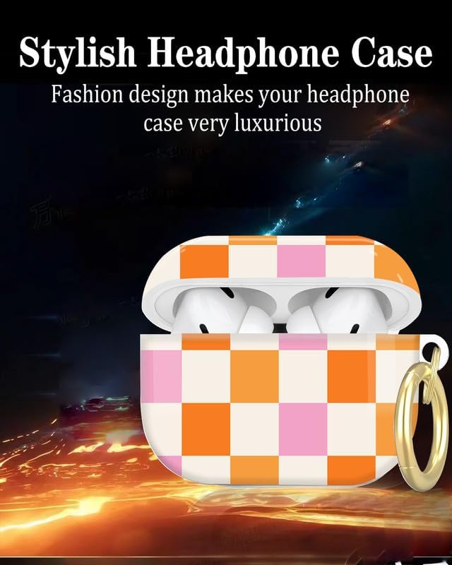 Compatible with AirPod Pro 2nd/1st Generation Case Cover with Key Chain,Full Protective Shockproof Wireless Headphone Case for Airpod Pro 2023/2022/2019(Funny Checkred)