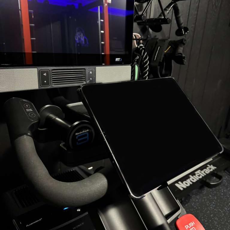 Phone & Tablet Holder for Exercise Bike – Designed for the Peloton+ & NordicTrack S Series - Stable Mount for Indoor Cycling (Nordictrack S Series)