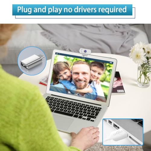 Webcam USB-C 1080P with Microphone&Privacy Cover&Tripod 110° for PC