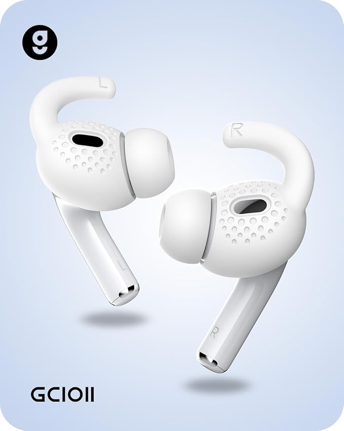 Gcioii 3 Pairs for AirPods Pro 2 Ear Hooks Covers [Added Storage Pouch] Anti-Slip Accessories Compatible with Apple AirPods Pro 2nd Generation (White)