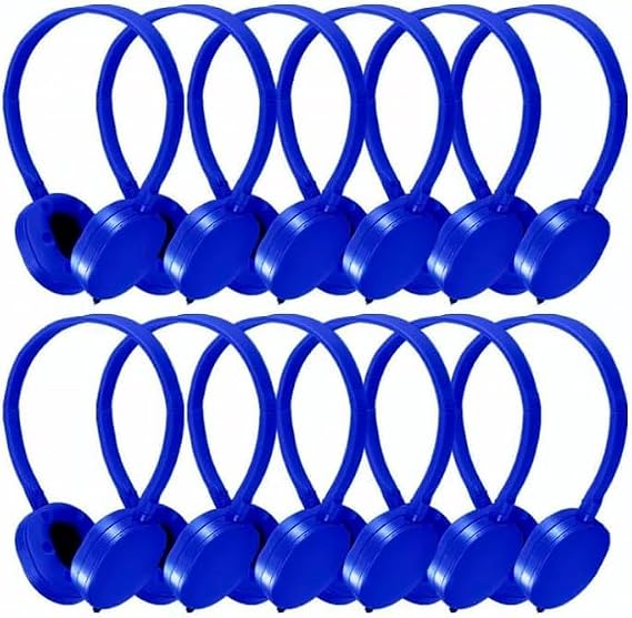 Bulk Headphones 100 Pack for Kids School Classroom, Wholesale Wired Durable Headphones Class Set for Students Children Toddler Boys Girls Teens and Adult (HY104, 100 Blue)