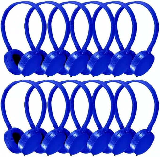 Bulk Headphones 100 Pack for Kids School Classroom, Wholesale Wired Durable Headphones Class Set for Students Children Toddler Boys Girls Teens and Adult (HY104, 100 Blue)