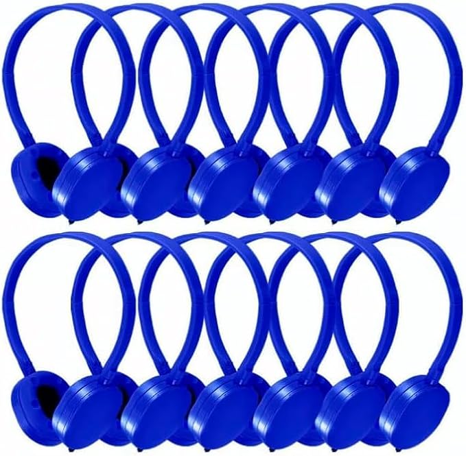 Bulk Headphones 100 Pack for Kids School Classroom, Wholesale Wired Durable Headphones Class Set for Students Children Toddler Boys Girls Teens and Adult (HY104, 100 Blue)