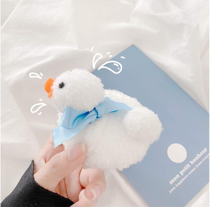 SGVAHY Furry Case for AirPods Pro 3rd Generation Funny Cute 3D Cartoon Plush Design Soft Warm Fluffy AirPod Pro 3 Cover with Keychain Kawaii Anti-Fall Protective Case Women Girls(Duck White)