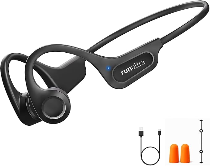 Bone Conduction Headphones, Open Ear, Bluetooth 6.0, IPX6 Sweatproof, Lightweight Comfortable Stable Fit Sports Wireless Earphones for Safe Running, Cycling, Gym Workouts, Hiking, 8H Playtime
