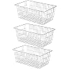Slideep Wire Baskets Farmhouse Freezer Organizer Storage Bin Basket with Handles, Food Storage for Kitchen Cabinets, Pantry, Closet, Bedroom, Bathroom, Office 3 Pack