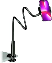 MAGIPEA Gooseneck Phone Holder for Bed, 30in Flexible Overhead Cell Phone Mount for Desk, Hands-Free Viewing Clamp Stand Compatible with iPhone 17 16 15 Pro Max and 3.5-7" Devices