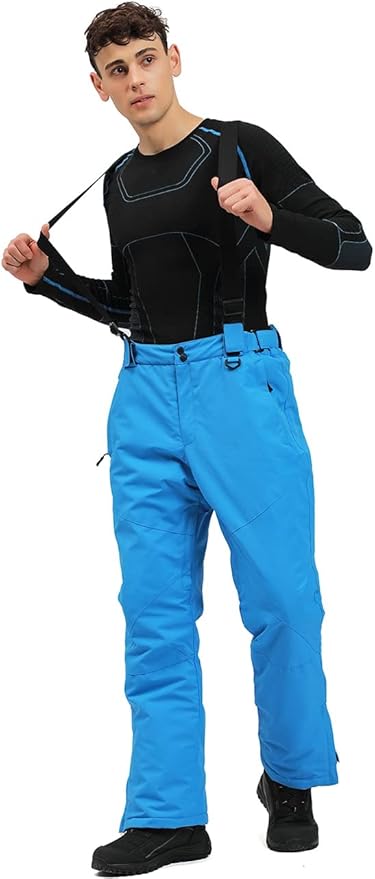 YEEFINE Men's Waterproof Snow Ski Pants Insulated Warm Winter Outdoor Snowboard Bibs with Suspenders