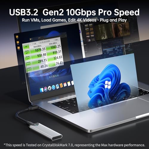 SSK M.2 to USB NVMe SATA SSD Enclosure USB 3.2 Gen2 10Gbps Adapter Reader