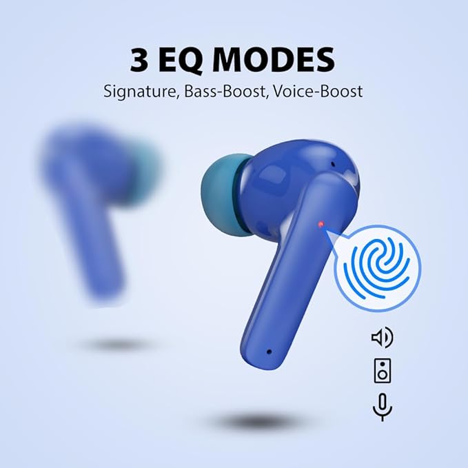 Avantalk Clan K2 - Wireless Earbuds for Kids with Safe Volume Limiting and Customizable Fit, Cute Bluetooth Earbuds for Boys & Girls 8-10, Low Latency & 3 EQ Modes - Blue