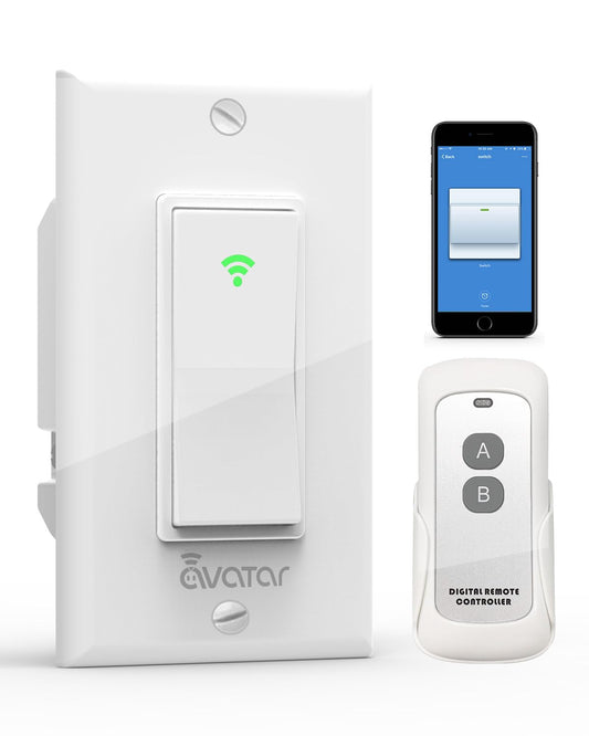 Smart Switch with App & Remote Control, Alexa Light Switch Single-Pole, 2.4GHz Wi-Fi Timer Wall Switch Compatible with Alexa Google Home, Neutral Wire Needed, No Hub Required