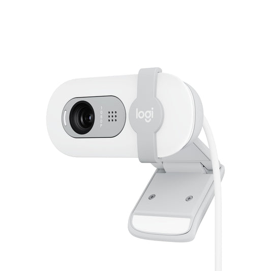 Logitech Brio 100 Full HD 1080p Webcam for Meetings and Streaming, Auto-Light Balance, Built-in Mic, Privacy Shutter, USB-A, for Microsoft Teams, Google Meet, Zoom and More - Off White (Renewed)