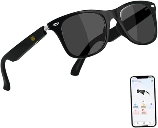 AI Smart Glasses for Men & Women with Chat GPT, Bluetooth Translation Glasses with 169 Languages, Open-Ear Design, Hands-Free Calls, UV Protection Smart Sunglasses for Traveling Working Business