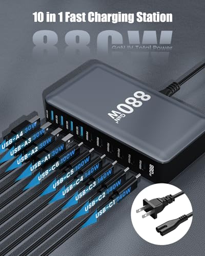 880W USB C Charger Block,10-Port USB C GaN Multiple | Charging & Power - Image 6