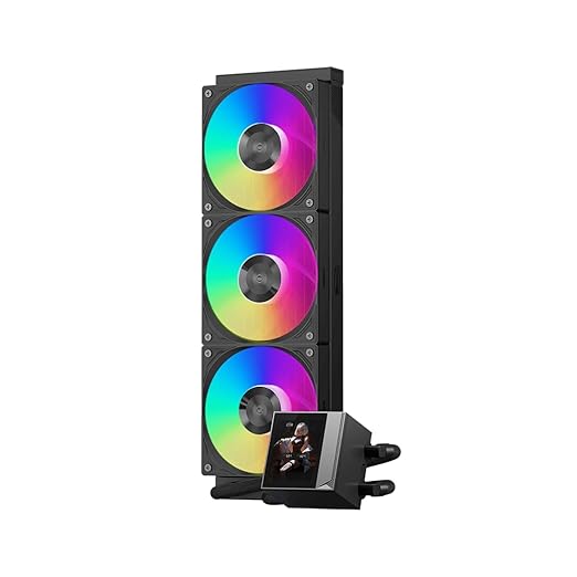 PCCOOLER CPU Cooler, 360mm AIO Liquid Cooling, High-Performance Pump, 2.4” IPS Display, CPS ARGB Water Cooling with Quiet F5 R120 Fans(DC360 Black)