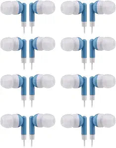 CN-Outlet Wholesale Earbuds Bulk Headphones Individually Bagged 50 Pack for iPhone, Android, MP3 Player for Schools, Libraries, Hospitals (Blue)