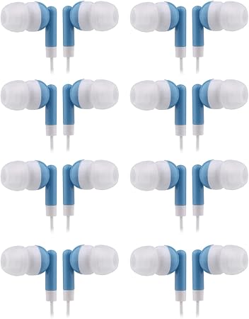 CN-Outlet Wholesale Earbuds Bulk Headphones Individually Bagged 50 Pack for iPhone, Android, MP3 Player for Schools, Libraries, Hospitals (Blue)