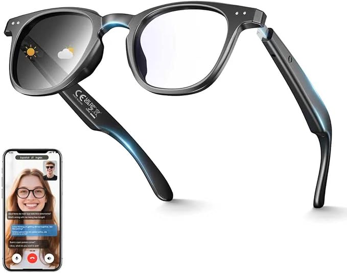 AI Smart Glasses for Men & Women, 140+ Languages AI Translation Glasseswith Open-Ear Stereo Speakers, Indoor/Outdoor Auto-tinting Smart Sunglasses | UV400 Protection & Anti-Blue AI Glasses