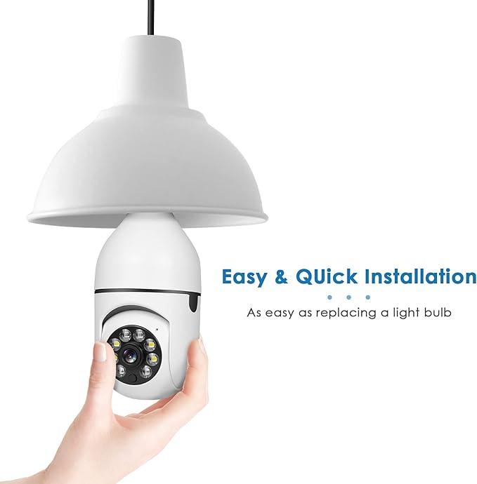 UPULTRA Light Bulb Security Camera Outdoor 2packs HD Wireless 5GHz/2.4GHz WiFi Home IP Cameras E27 360 Degree Panoramic,Motion Detection and Alarm,Two-Way Audio,Night Vision