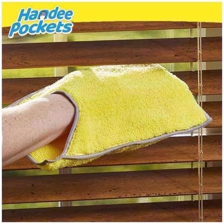 Dusting & Polishing Microfiber Cleaning Cloths with Built-in Pockets, 6.25 in. W x 9.75 in. L, 2 Pack - Ultra Absorbent, Reusable, Streak-Free for Dusting and Polishing