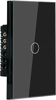 Smart Light Switch,Need Neutral Wire,Single Gang,Black 1 Button