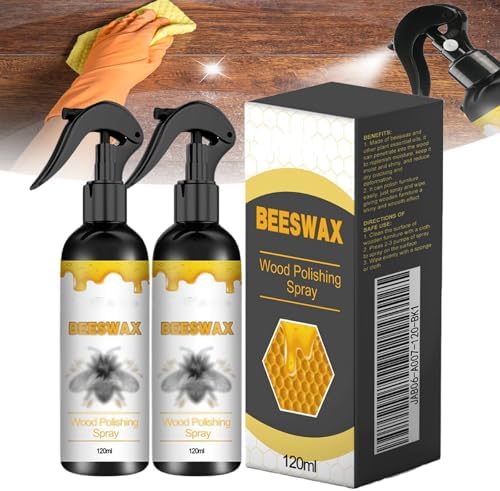 Natural Beeswax Care Spray & Restorer,120ml,Beeswax Cleaner Spray for Floors and Furniture,Polish and Cleaner Protective Conditioning Formula,Non-Toxic & Eco-Friendly (2PCS)