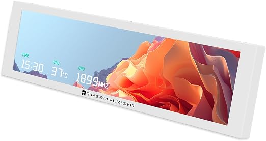 TR Thermalright Trofeo Vision 9.16 LCD White, 1920x480 Resolution-Support Switching Between Multiple Dynamic Images/Videos,Magnetic Display Screen-9.16in,Customize Display-Image/Video