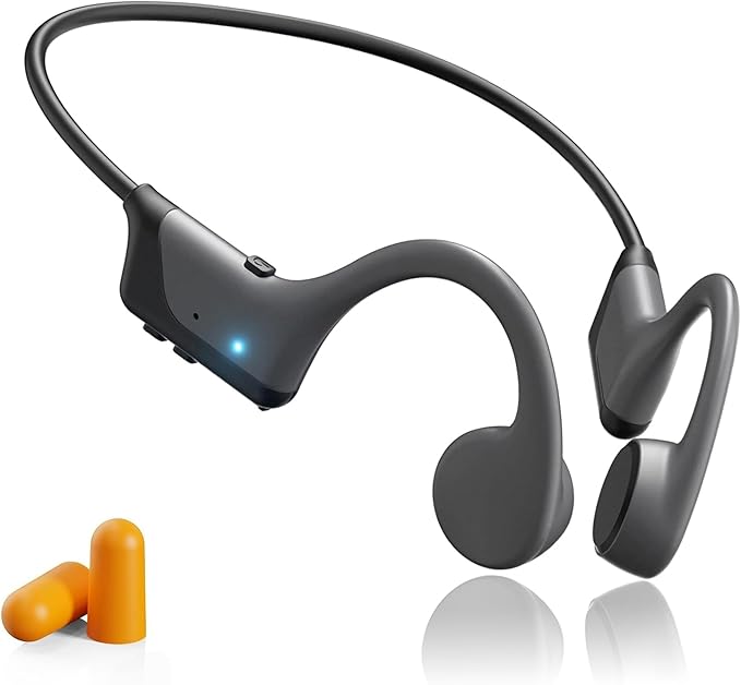 Bone Conduction Headphones,Open-Ear Bluetooth 5.3 Sport Headphones with Mic IP55 Waterproof 8 Hour Playtime & IP55 Wireless Earphones for Running, Workouts, Gym, Hiking, Cycling (Black)