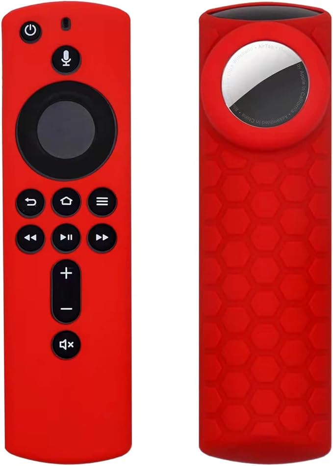 TV Stick 4K Remote Cover with Holder, 2 in 1 Silicone Remote Case Combo, Compatible for Tags and Tile Sticker 2020 and TV (3rd Gen)/ All-New 2nd Gen Remote Control, Red