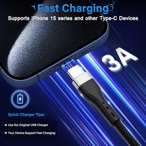 USB C Cable (8FT, 10 Pack), USB A to USB Cord, 3A Fast Charging, Braided