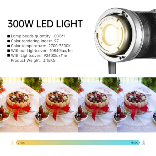 GVM SD300D LED Video Light with Softbox & Light Stand, 300W Video Light Kit with DMX/APP Control,92600Lux@1m,2700K-7500K, CRI97+, Bowens Mount Studio Lights for Studio, Portrait, Commercial, YouTube
