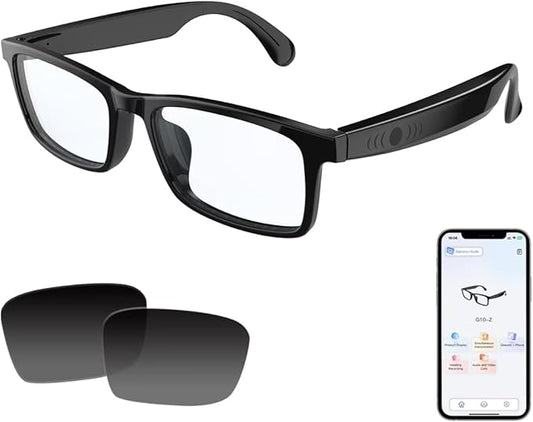 AI Smart Glasses, Support 160+ Languages Real-Time Translation Powered by APP, Bluetooth Glasses with Speakers, Blue Light Blocking & Detachable Sunglasses Lenses, Bluetooth Glasses for Men & Women