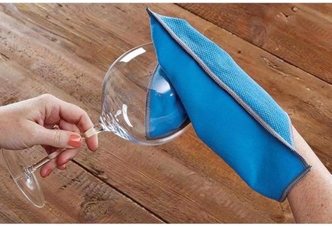 Glass & Mirror Microfiber Cleaning Cloths with Built-in Pockets, 6.25 in. W x 9.75 in. L, 2 Pack - Ultra Absorbent, Reusable, Streak-Free for Glass and Mirror