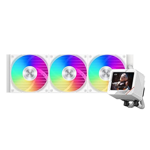 PCCOOLER AIO CPU Cooler, 3.5-inch IPS Display, 360mm ARGB Water Cooling, Durable Dual Ball Bearing Fan, Compatible with AM4/AM5, LGA115X/1200/1700/1851 (CPS GT360 White)