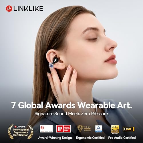 Linklike C-Flow Couture Edition: Zircon Clip-on Earbuds｜Space Gray