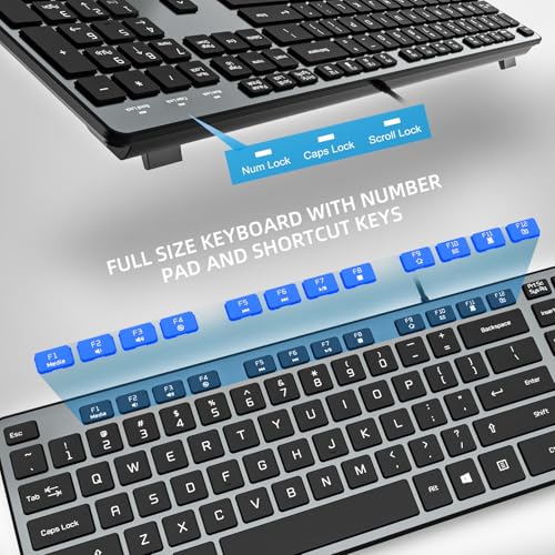 USB Wired Keyboard for Window,Comfortable Quiet Chocolate Keys, Durable Ultra-Slim Wired Computer Keyboard(QWERTY) for PC, Windows 11/10/8/7/XP/Vista KB1430